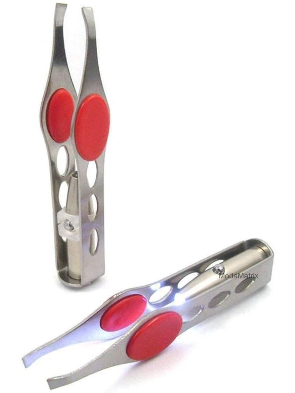 LED Lighted Tweezers Set Stainless Steel Slant Tip Lash Brow Trimmer